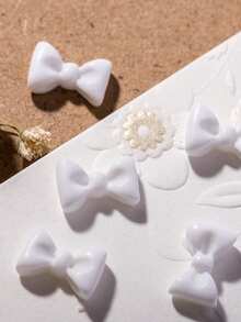 100 件简约 3D 哑光蝴蝶结设计树脂指甲装饰配件，小蝴蝶结指甲饰品指甲用品指甲饰指甲宝石