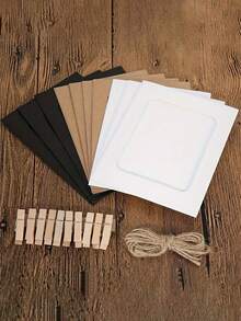 21pcs/Set Bingkai Foto Kertas Kraft Retro, Bendera dan Spanduk Dekorasi Rumah dengan Klip Benang, Klip dan Tali Rami, Cocok untuk Pernikahan, Ulang Tahun Pernikahan, Ulang Tahun, Pesta Festival, Dekorasi Rumah (10 Bingkai Foto + 10 Klip + 1 Tali Rami) - MultiWarna - View 9