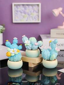 1 件简约创意家居装饰仙人掌雕像，可爱迷你仙人掌桌面装饰，适用于家庭、办公室、汽车、学校用品、返校