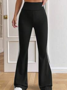 青少年女孩卡通图案印花圆领长袖上衣和长裤套装 - 黑色 - 查看 6