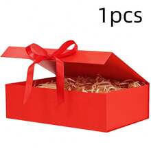 1 pieza Caja de regalo de cartón grueso premium con cinta de seda - Caja de embalaje para favores de fiesta de Navidad, cumpleaños, boda (Negro/Blanco/Rojo/Rosa) - Elegantes cajas de regalo para envolver joyas, cosméticos y regalos de lujo - Multicolor - Ver 7