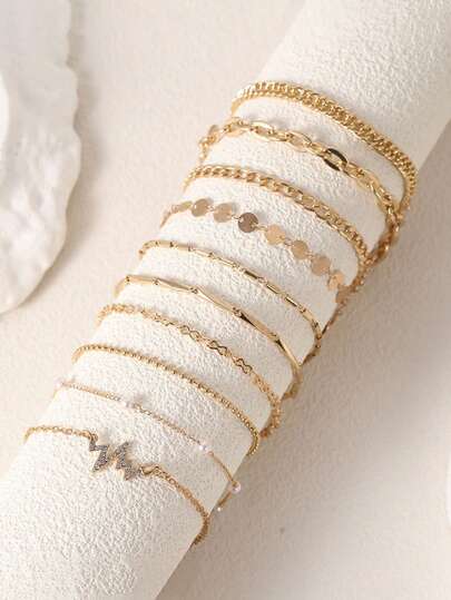 8 sztuk/10 sztuk nastoletnich łańcuszków z pazurami z bransoletką z łańcuszkiem z kryształkami, uroczy chwost w kształcie gwiazdy, wszechstronna bransoletka