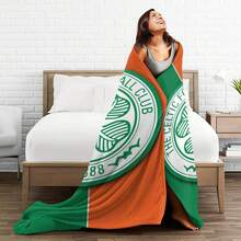Celtic FC Themed Fleece Blanket - Ultra Soft 100% Polyester, Modern Digital Printing, All-Season Knit Fabric, 250-300Gsm, Machine Washable, Ideal For Travel, Camping, Napping, Unique Holiday Gift - Multicolor - View 6