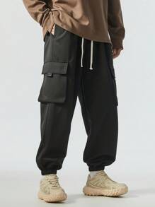 Pantalones cargo informales de talla grande, pantalones largos con cordón en el tobillo y múltiples bolsillos, aptos para todas las estaciones