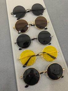 Classic Retro Hip Hop Circular Polarized Glasses, Men's Metal Fashion Glasses Casual Fashion Glasses Accessories, Suitable For Vacation Travel, Driving, Fishing, Beach Party, Music Festival, Costume Play Decorative Props, Ideal For Own Use Or Gift. For Summer Beach Vacation,Outdoor,Travel - Clear - View 1