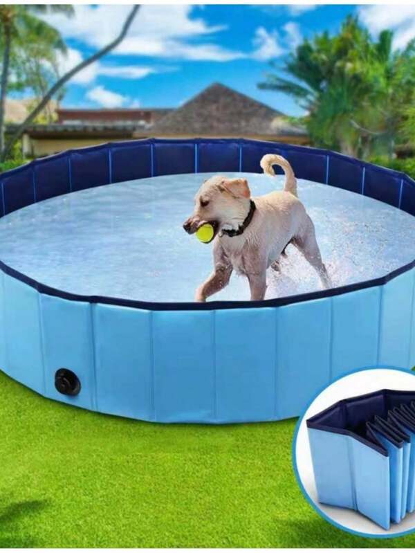 1pc"Extra Large Foldable Cooling Pool For Dogs & Cats – Portable Pet Swim Pool, Summer Outdoor Water Play Mat For Puppies, Kids' Pets | , Easy Setup & Storage"