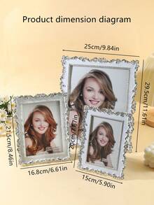 1 Stück silberner kreativer Retro-Artikel Fotorahmen - leichte Tischdekor für Büros & Schlafzimmer (6 Zoll, 7 Zoll und 10 Zoll 3 Größen) (zufälliger Versand von Fotopapier)