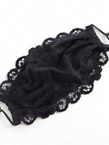 1pc Lace Mesh Mask With Floral Print Sexy Style,Flower-Embroidered Thin Mask Has Adjustable Ear Loops,Suitable For Female Daily Use In Outdoor Sports - One Size - View 9