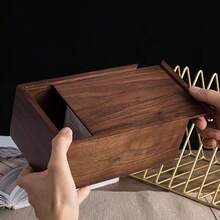Walnut Wood Tissue Box, Wooden Tissue Holder For Living Room, Home Decor, Desktop Storage, Bathroom, Kitchen Accessories - Multicolor - View 2