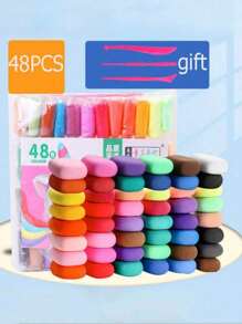 48pcs Super Light Air Dry Clay, Playdough, Craft Molding Dough Multi-Color Set, Odorless, Perfect Gift For Kids (Random Pattern Cardboard In Package)