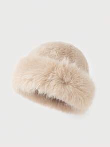 1pc Women Winter Furry Hat, European & Korean Style Warm Headwear, Solid Color Cute & Versatile, Thicker Design Winter Outfits