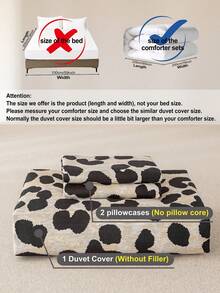 3pcs Leopard Print Bedding Set, Soft & Skin-Friendly Bed Linens, Includes 1 Duvet Cover & 2 Pillowcases - Multicolor - View 12