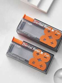 2pcs Portable Dental Floss Holder Set, Includes Dental Floss, Convenient To Carry, Suitable As Gifts For Couples, Friends And Family, Also Suitable For Christmas, New Year, Valentine's Day And Other Holidays - Multicolor - View 2