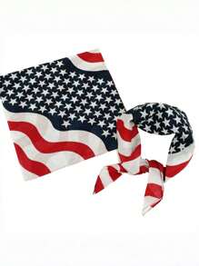 1 Stück Herren Lässig Bandana mit Amerikanischer Flagge Muster im Y2K Stil, geeignet für den Unabhängigkeitstag, Feiertage, tägliche Partys & Outfits
