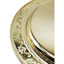 13-Inch Stainless Steel Charger Plates, 6Pcs Gold Dinner Plate Chargers Round Server Ware - Floral-Gold - View 5