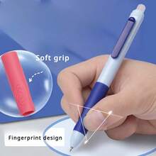 4支装可擦凝胶笔，男女通用，硅胶笔握设计，轻巧易用，0.5毫米蓝黑墨水，书写流畅，可替换笔芯，带橡皮擦，可擦掉以防出错，多用途凝胶笔，硅胶凝胶笔，学生文具，返校必备 - 彩色 - 查看 2