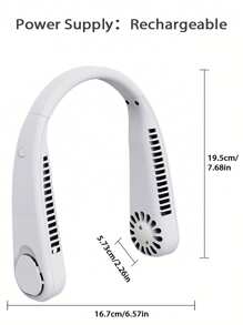 Un nouveau ventilateur portatif sans feuille à suspendre au cou, ventilateur USB rechargeable petit de troisième génération, avec sortie d'air tourbillonnaire, réglage à trois vitesses