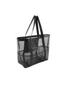 Solid Color, Foldable, Suitable For Swimming And Fitness, Also For Bathroom Toy Storage, Lightweight, Large Capacity, Portable Mesh Beach Bag, Perfect For Family Trips, Vacations, Vacations, Beaches, Camping And Hiking Schoolbags, Large Capacity, Portable, Suitable For Teen Girls And College Students, Perfect For Returning To School, College, Junior High School And Senior High School