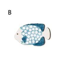 4 Peças Conjunto de Decoração de Parede de Peixes de Madeira, Decoração Costeira, Decoração Náutica Suspensa de Madeira, Decoração de Parede Suspensa para Banheiro, Decoração de Ambiente, Decoração de Verão para Casa, Praia