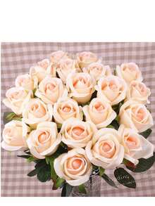 1支/3支/5支香槟色人造丝绒玫瑰花，带茎，仿真玫瑰，适用于家居装饰、客厅、卧室、婚礼、餐桌、派对、花园，以及作为情人节、生日、毕业典礼等节日的礼物，女士适用。 - 香檳色 - 查看 2