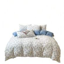 Cotton Bedding Set, Freshly Washed Cotton Quilt, Bed Sheet - Blue - View 4