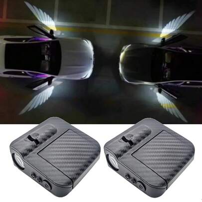 2pcs Wireless Car Door Lights, Angel Wings Projection Lamp, LED Welcome Lights, Auto-Sensing Decorative Welcome Lights, Car Decor, Car Interior Accessories