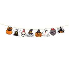 Vintage Halloween Hängebanner - Sürbis Geist Skelett Wand Girlande - Dekorpapier, für Scherz Feiertags-Themenpartys, Eingänge, Häuser, Räume und Szenendekorationen - Herbstferiendekoration und Fotorequisiten