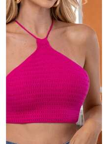 Women's Cropped Top In Modal Knit With Scale Texture