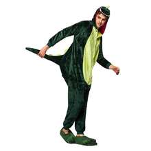 nerd hunters Adult Kigurumi Pajamas Plush Unisex Costume With Hood And Ears, Resembling A Funny Cartoon Creature Dinosaur Dino - Green - View 7
