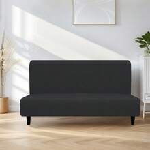无扶手沙发套 3 座沙发床套 弹力扶手沙发床套 无扶手牛奶丝弹性沙发套 蒲团适用于无扶手折叠沙发，无扶手沙发床套 弹力蒲团沙发套 毛绒加厚纯色 3 座全折叠沙发 沙发蒲团家具保护套 无扶手（黑色） - 彩色 - 查看 16