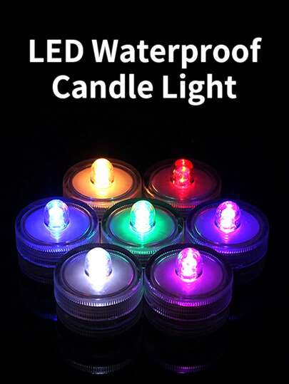 LED 7 色防水蜡烛灯，鱼缸灯，电池持久耐用，水族馆照明，适用于派对、酒吧、婚礼装饰，时尚电子蜡烛灯，潜水灯