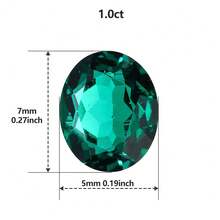 Una piedra preciosa oval cortada 100% de esmeralda de Zambia cultivada en laboratorio para elaborar charms y materiales avanzados de joyería DIY - Esmeralda de Zambia - Ver 17