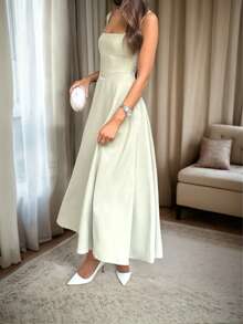 Váy suông chữ A cho nữ, trang phục thường ngày gợi cảm, phù hợp cho tiệc cưới, đi làm và đi nghỉ - màu xanh lá - Xem 5