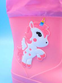 1 Pair Cartoon Unicorn Kids Rain Boots, With Elastic Drawstring Waterproof Fabric, Lightweight Comfortable Anti-Slip Outdoor Sport Boots For Girls, Suitable For Rainy Days And Campus Activities
