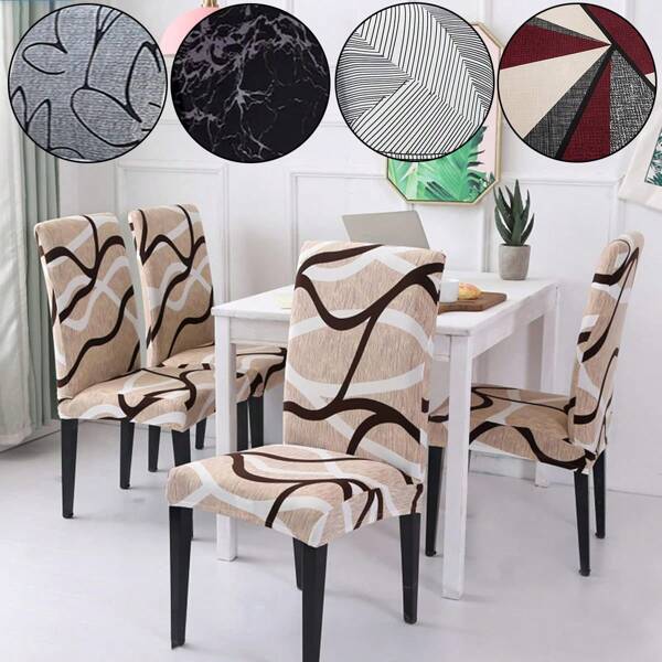 1PC Printting Stretch Dining Chair Slipcover, Chair Protector Suitable For Living Room Hotel Dining Room Kitchen Home Decoration