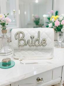 1PC Pearl Bride Clutch Bag Bridal Shower Wedding Engagement Honeymoon Trip Bachelorette Hen Party Decoration Wifey Mrs Gift Present