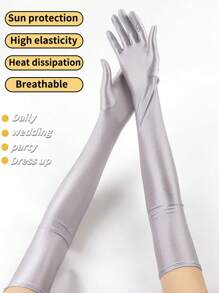 Manches de bras pour fêtes, mariages, événements et rassemblements. Gants de cyclisme et de conduite longue style haute élasticité en spandex pour femme, avec protection solaire. Le tissu est respirant, agréable pour la peau et résistant à l'effilochage.