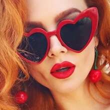 1pc Red Heart-Shaped Beach Fashion Glasses Suitable For Women For Party Photos