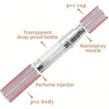 Vaporizador de perfume AE00PK con estilo de diamante con brillo, botella de perfume rellenable, portátil y a prueba de fugas, apto para mujeres y hombres, para viajes y regalos, de 5ml, color rosa brillante