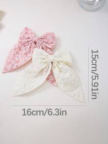 Set de 10 pinzas para el cabello con textura de relieve floral y lazo para niñas, accesorios para el cabello para uso diario - Multicolor - Ver 3