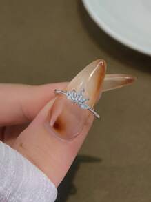 1 Stück zarter Zirkonia Ring aus 925er Sterling Silber, eleganter, schlichter Damenring, exquisites Schmuckgeschenk zum Muttertag