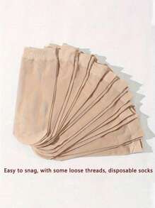 10 Pairs Beige Transparent Casual Mid-Calf Socks, Versatile