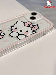 Sanrio Funda de iPhone estilo dulce y fresco de Hello Kitty compatible con iPhone 11 12 13 14 15 16 Pro/Pro Max/Plus, funda de teléfono móvil de material TPU linda, elegante y exquisita, ligera y cómoda, adecuada para senderismo, actividad física, ocio, campamento al aire libre y fiesta de natación escolar, regalo ideal para amigos/familia