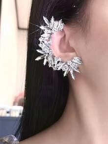 1 件时尚欧美风格水晶耳夹，奢华非穿孔水钻耳夹，百搭耳环配件 - 彩色 - 查看 3