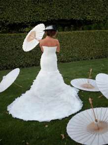 6pcs/White Paper Umbrella For Wedding Decoration; Hand-Painted White Paper Umbrella For Wedding Photography Decoration