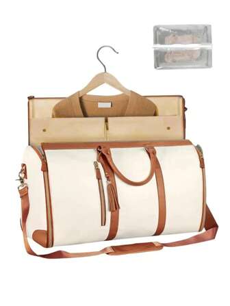 Garment Bag For Travel,Carry On Garment Bag,3In 1 Hanging Suitcase Suit Weekender Travel Bag,Set Of 2 With Washbag,Convertible Garment Bag With Shoulder Strap,Hanging Suitcase Suit Travel Bags Gym Bag Big Bag Overnight Bag For Sport For School For Holiday,Transparent Wash Bag Color Random For Suitcase Duffle Bag Weekend Bag Duffel Bag For Luggage Carry On Bag College Bag Luggage Bags Weekender Bag Hospital Bag Holiday Winter