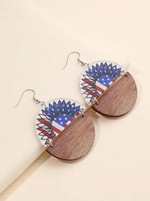 1Pair Acrylic America USA Flag Color Print Drop Earrings Suitable For Women And Girls USA Independence Day Accessories Jewelry