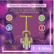 Patín Diablo Scooter Montable Luces Led Asiento Desmontable Scooter convertible, excelente opción para su pequeño ya que puede ser adaptable a la edad. El scooter se puede convertir en patín y patineta.  Medidas del Manubrio Crece con sus hijos al ser Regulable cuenta con 3 Alturas: - Amarillo - Ver 6