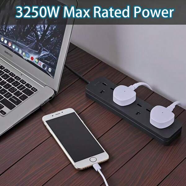 مقبس طاقة 4AC بطول 3.3 قدم/6 أقدام/10 أقدام/16.4 قدم وفقًا للوائح البريطانية، 13A، 3250W، سلك ثقيل الاستخدام، مناسب للأجهزة عالية الطاقة، مثبت على الحائط. مادة بي سي، مناسب للمطبخ والصالة والمكتب