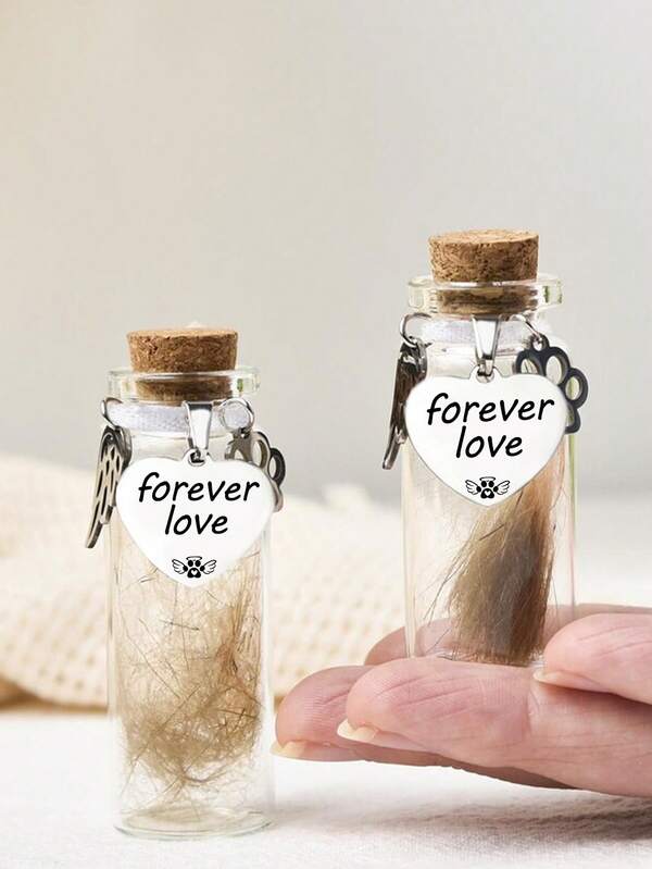 1pc Pet Hair Memorial Jar, Pet Hair Display Bottle, Used To Store Adorable Cat/Dog Hair As Decorative Item
